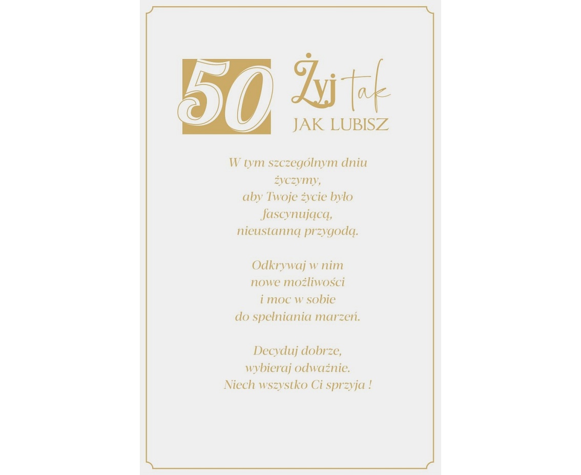 Kartka Urodzinowa 50 Urodziny, Motocyklista, 13x20,5 cm